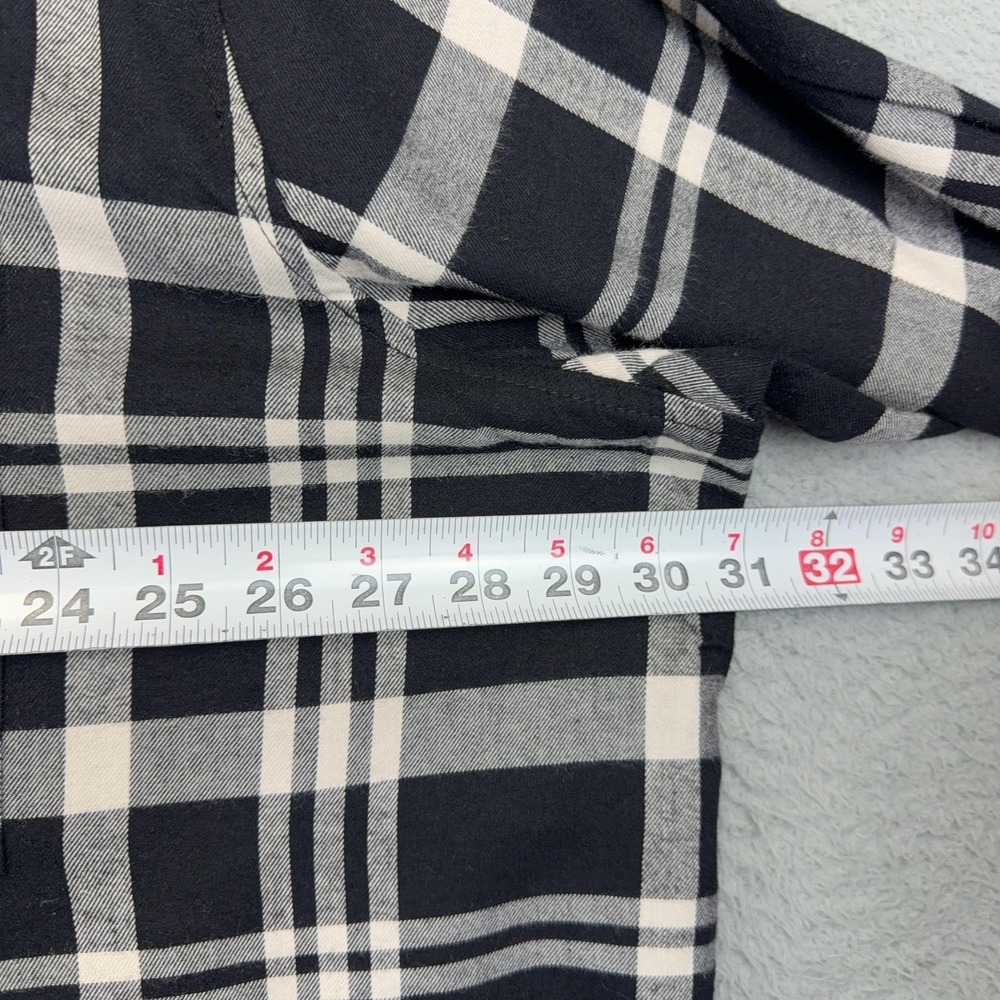 Lane Bryant Shirt Womens 22/24 Black Plaid Button Up Long Sleeve No Peek Tunic - Picture 8 of 14